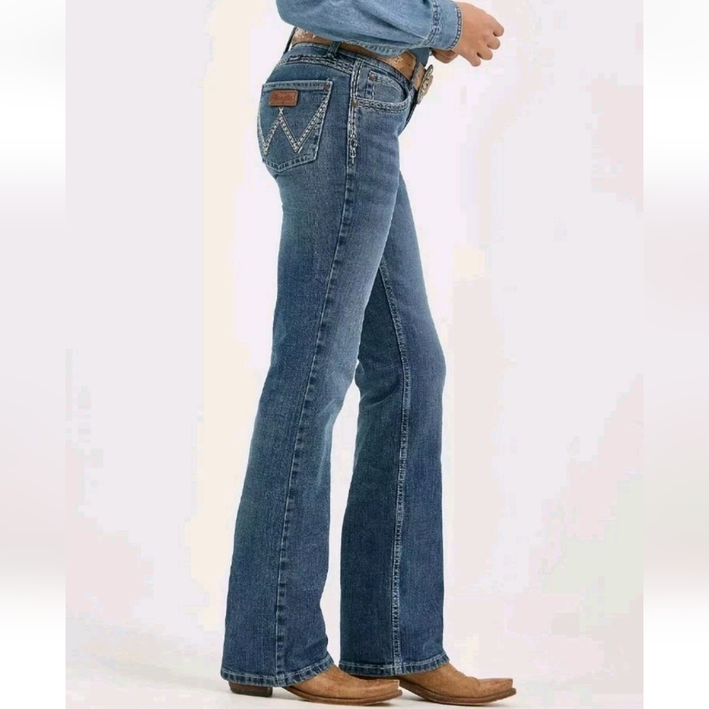 Retro Wrangler Low Rise Sadie Bootcut Jeans 34/32 Blue Denim Western Rodeo Nwt
